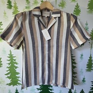 Men's Striped Casual Button-Down Shirt